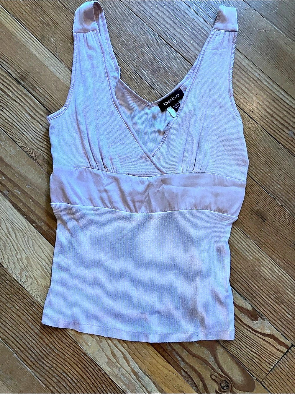2000s bebe Ribbed Tank Top in Pink Size Large